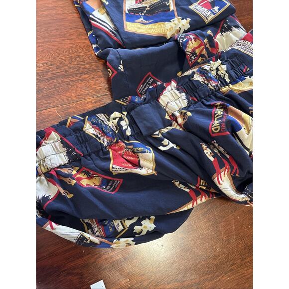 JH Collectibles VTG Silk Pants 22W Wide Leg High Waist Cruise Nautical Whimsical - Picture 8 of 8